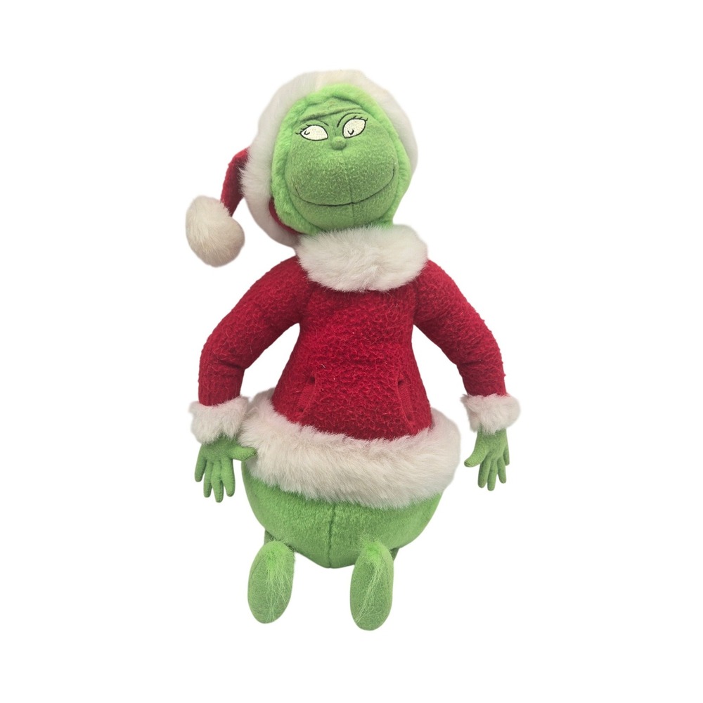 Vintage 1998 Dr Seuss The Grinch Hallmark Santa Plush Stuffed Animal